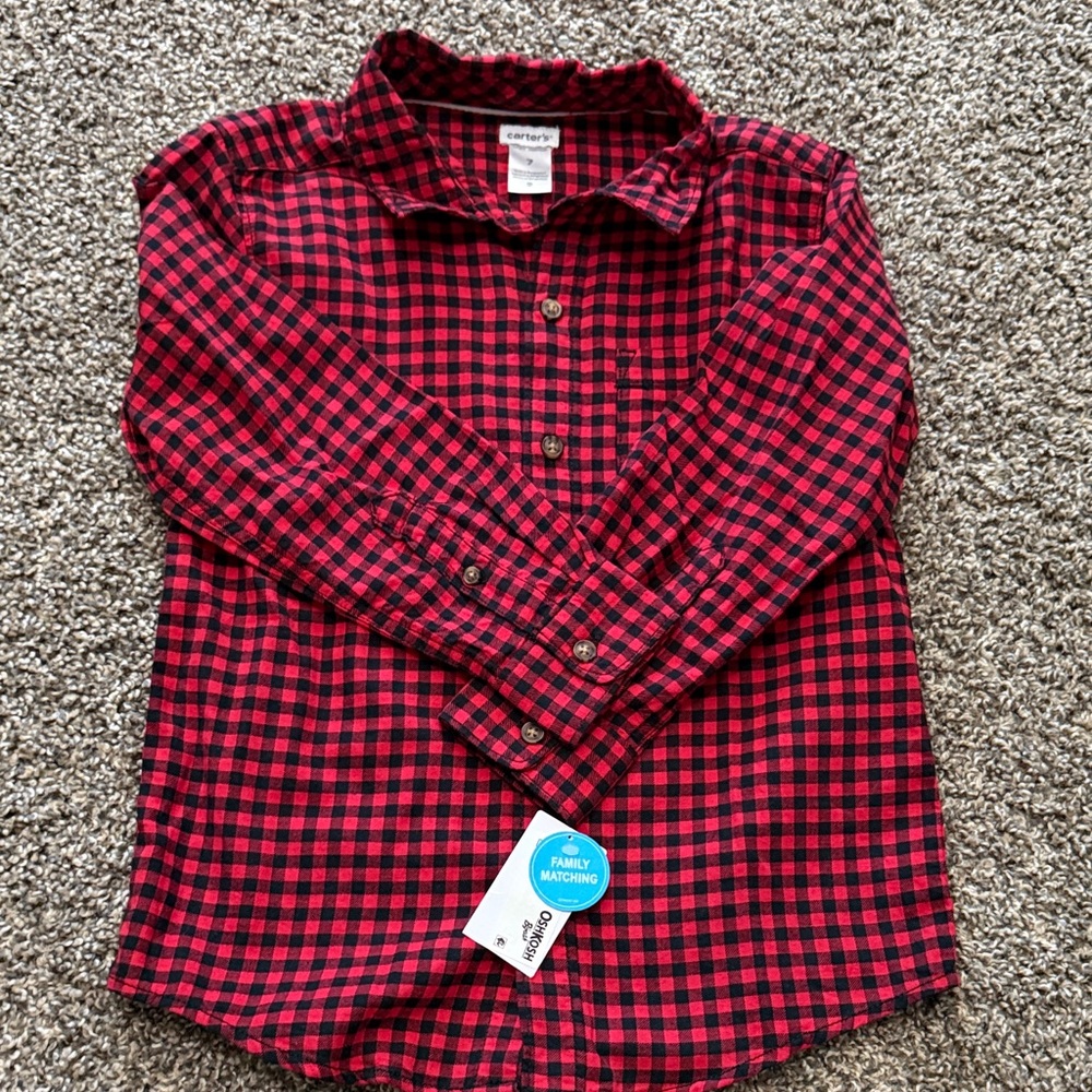 Carter's Kids Red and Black Checkered Button Down Shirt